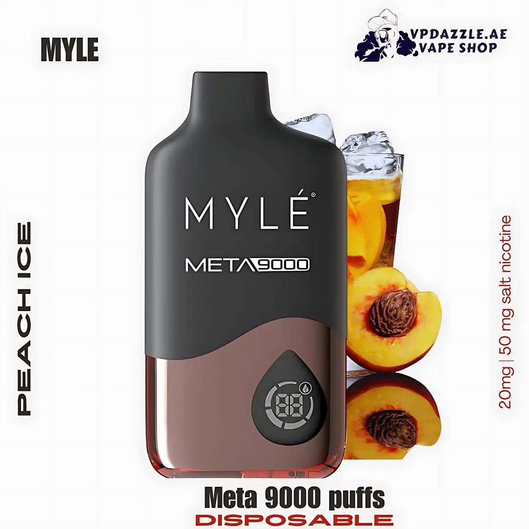 Myle Meta 9000 Puffs Disposable Vape peach ice in UAE