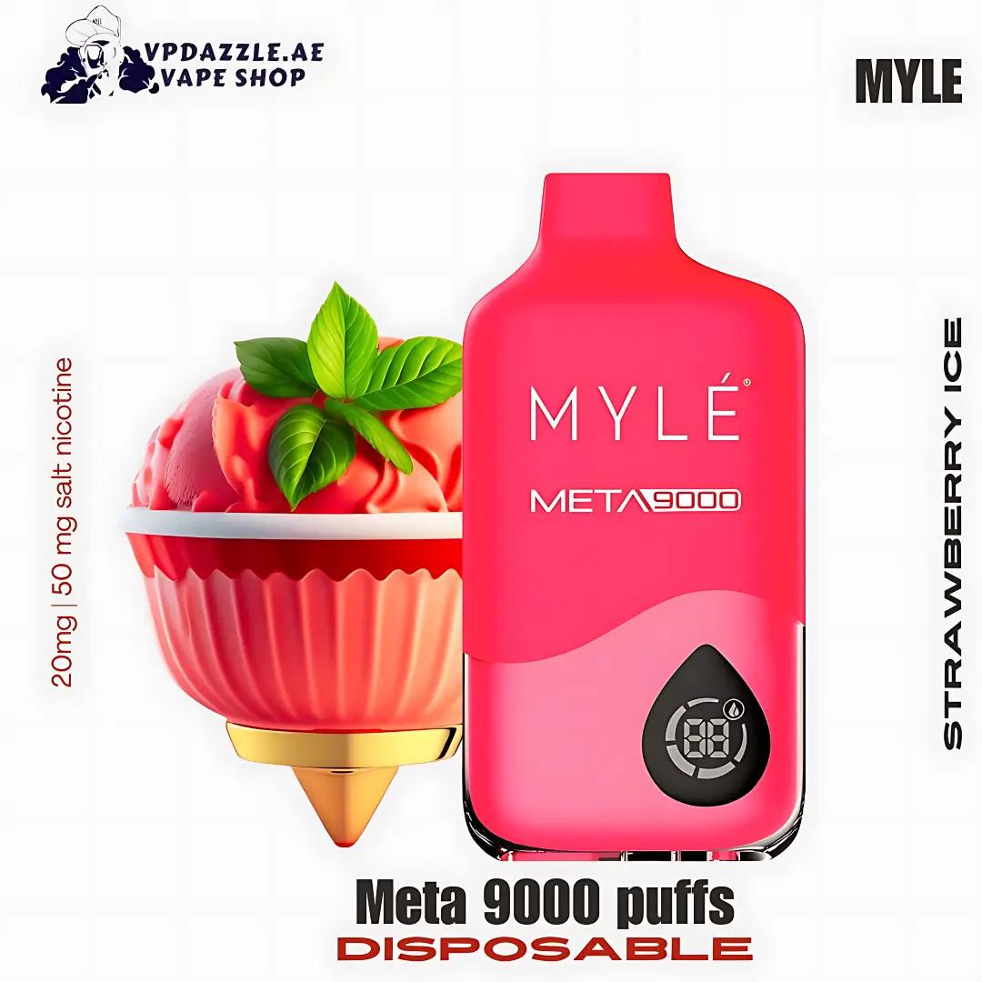 Myle Meta 9000 Puffs Disposable Vape strawberry ice in UAE