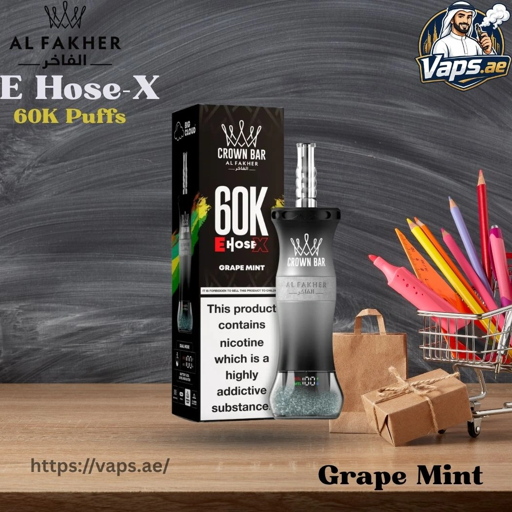 Al Fakher Crown Bar E Hose X 60000 Puffs Grape Mint
