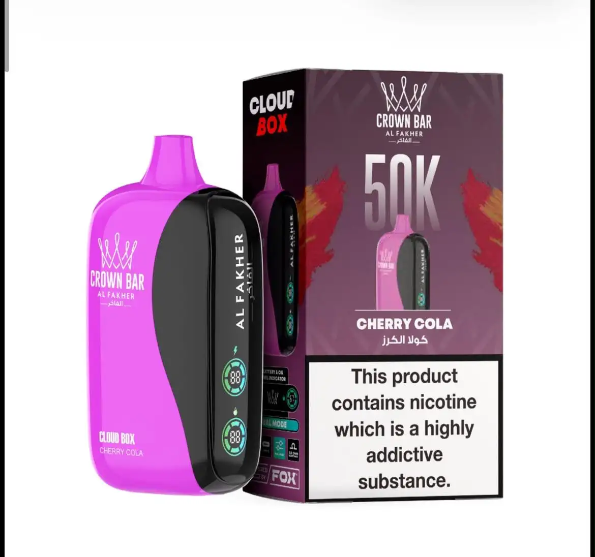 Crown Bar Al Fakher 50000 Puffs Cloud Box Disposable Vape | 6mg